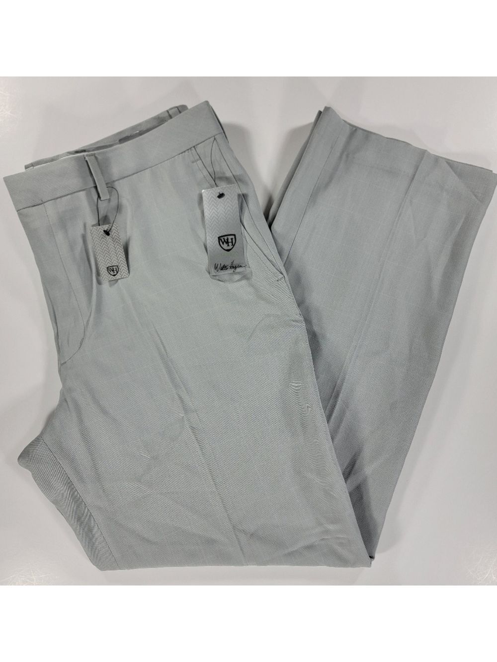 NEW Men's Walter Hagen Ramsay Windowpane Gray Check Dress Flat Golf Pants 38x32